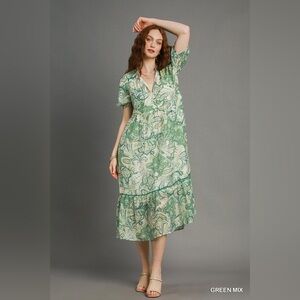Umgee Green Paisley Dress